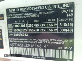 2016 Mercedes-Benz GLE 350 with VIN 4JGDA5HB3GA766144, listed as a IAAI auction lot 42038379 with 102,431 mi miles and . Bid and sale history available at DreamBid. Image 9.