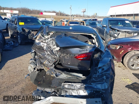 2018 Infiniti Q50 3.0t LUXE with VIN JN1EV7AP3JM360470, listed as a IAAI auction lot 41307365 with 74,875 mi miles. Bid and sale history available at carsss.com. Image 16.