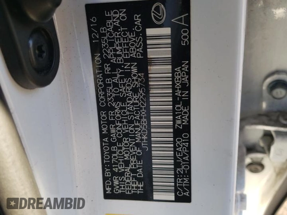 2017 Lexus CT with VIN JTHKD5BHXH2295734, listed as a Copart auction lot 82548544 with 168,681 mi miles and Salvage Title. Bid and sale history available at carsss.com. Image 12.