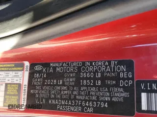 2015 Kia Rio LX with VIN KNADM4A37F6463794, listed as a Copart auction lot 46858735 with 164,081 mi miles and Salvage Title. Bid and sale history available at carsss.com. Image 14.