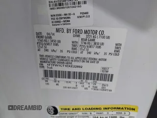 2014 Ford F-150 XL with VIN 1FTFW1CT1EKE22892, listed as a IAAI auction lot 42172851 with 14,203 mi miles and . Bid and sale history available at DreamBid. Image 9.
