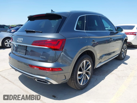 2022 Audi Q5 S line Premium with VIN WA1GAAFYXN2102653, listed as a IAAI auction lot 41967220 with 20,864 mi miles and . Bid and sale history available at DreamBid. Image 4.