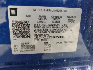 2018 Chevrolet Silverado 3500HD High Country with VIN 1GC4K1EY0JF224318, listed as a Copart auction lot 80881404 with 95,726 mi miles and Salvage Title. Bid and sale history available at carsss.com. Image 13.
