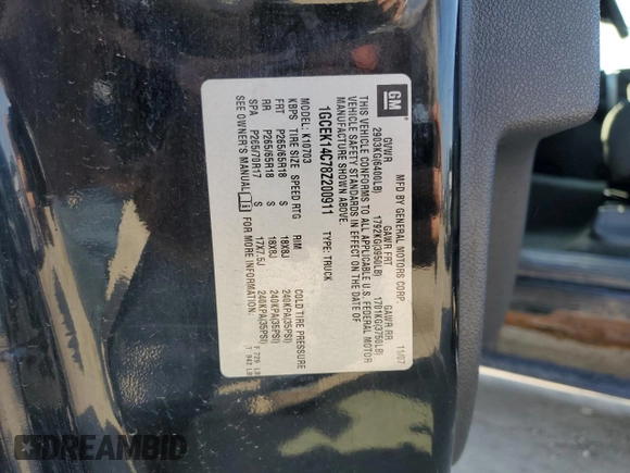 2008 Chevrolet Silverado 1500 Work Truck with VIN 1GCEK14C78Z200911, listed as a Copart auction lot 52197035 with 215,836 mi miles and Salvage Title. Bid and sale history available at DreamBid. Image 12.