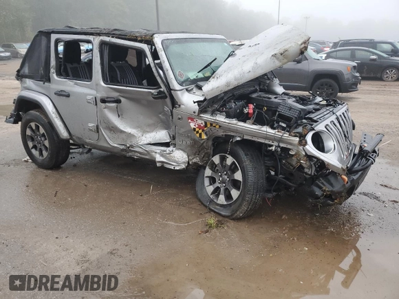 2018 Jeep Wrangler Unlimited Sahara z VIN 1C4HJXEN7JW181741, wystawiony jako Copart lot #74131294 z przebiegiem Nie podano mil oraz Nie do naprawy • Non repairable. Historia ofert i sprzedaży dostępna na DreamBid. Obrazek 4.