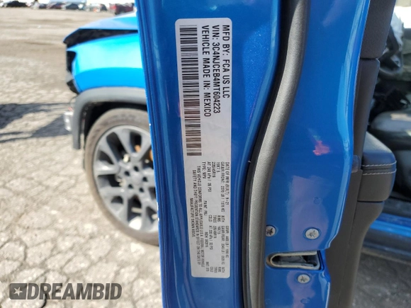2021 Jeep Compass 80th Anniversary with VIN 3C4NJCEB4MT604223, listed as a Copart auction lot 55668035 with 87,801 mi miles and Clean title. Bid and sale history available at DreamBid. Image 14.