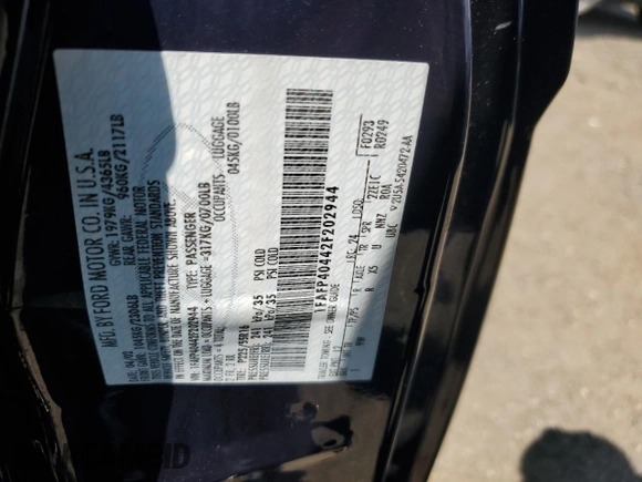 2002 Ford Mustang Standard with VIN 1FAFP40442F202944, listed as a Copart auction lot 62178415 with 124,619 mi miles and Salvage title. Bid and sale history available at DreamBid. Image 12.