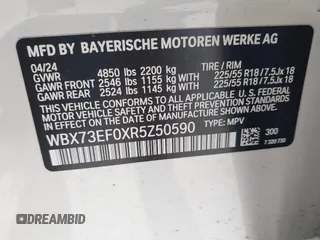 2024 BMW X1 xDrive28i с VIN WBX73EF0XR5Z50590, выставлен на аукционе IAAI как лот 42052219 с пробегом 3 158 миль миль и . История ставок и продаж доступна на DreamBid. Изображение 9.