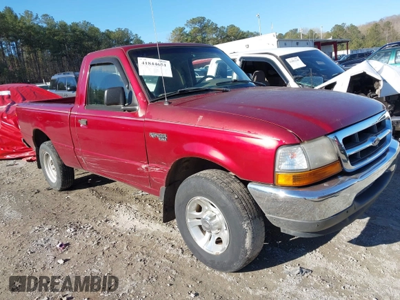 1999 Ford Ranger XL with VIN 1FTYR10C3XUA01607, listed as a IAAI auction lot 41844651 with 209,343 mi miles. Bid and sale history available at carsss.com. Image 1.