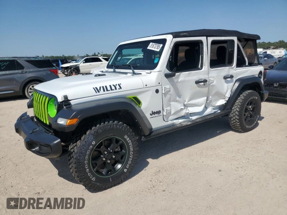 2023 Jeep Wrangler Willys with VIN 1C4HJXDN5PW510494, listed as a Copart auction lot 51673795 with 19,371 mi miles and Non Repairable. Bid and sale history available at DreamBid. Image 1.