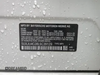 2020 BMW X5 M50i with VIN 5UXJU4C08L9C39129, listed as a Copart auction lot 48999914 with 32,851 mi miles and Salvage Title. Bid and sale history available at carsss.com. Image 13.