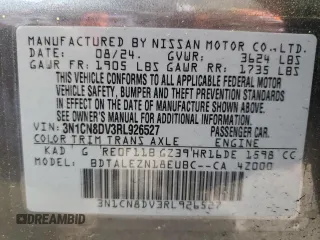 2024 Nissan Versa S with VIN 3N1CN8DV3RL926527, listed as a Copart auction lot 53888185 with 3,701 mi miles and Salvage Title. Bid and sale history available at carsss.com. Image 12.