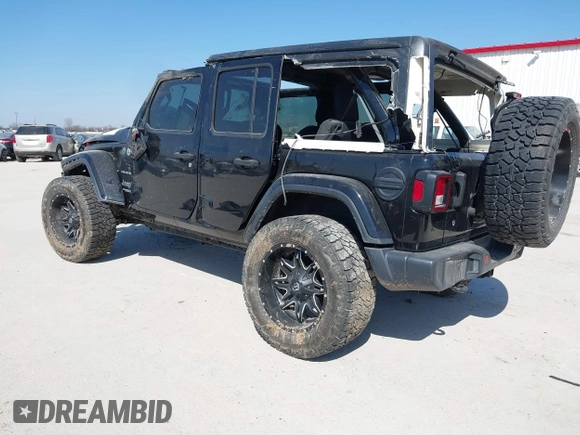 2019 Jeep Wrangler Unlimited Sahara with VIN 1C4HJXEG5KW518202, listed as a IAAI auction lot 41762229 with 91,995 mi miles and . Bid and sale history available at DreamBid. Image 3.