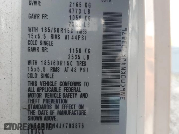 2018 Nissan NV200 SV with VIN 3N6CM0KN4JK703876, listed as a Copart auction lot 59972195 with 83,081 mi miles and Salvage title. Bid and sale history available at DreamBid. Image 14.