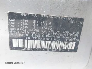 2016 Subaru Legacy Premium z VIN 4S3BNAD61G3014903, wystawiony jako IAAI lot #42485001 z przebiegiem 167 174 mil mil oraz . Historia ofert i sprzedaży dostępna na DreamBid. Obrazek 9.