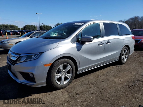 2018 Honda Odyssey EX-L with VIN 5FNRL6H79JB054306, listed as a Copart auction lot 49674955 with 92,157 mi miles and Salvage Title. Bid and sale history available at carsss.com. Image 1.