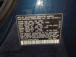 2021 Volkswagen Atlas SE with VIN 1V2LC2CA2MC228525, listed as a IAAI auction lot 42127917 with 74,707 mi miles and . Bid and sale history available at DreamBid. Image 9.