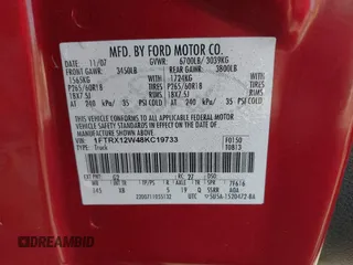 2008 Ford F-150 STX with VIN 1FTRX12W48KC19733, listed as a IAAI auction lot 41213502 with 240,267 mi miles and . Bid and sale history available at carsss.com. Image 9.