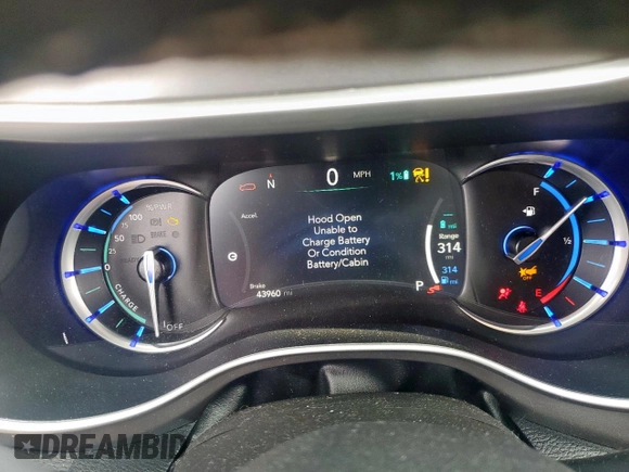 2023 Chrysler Pacifica Hybrid Touring L with VIN 2C4RC1L72PR614075, listed as a Copart auction lot 58586115 with 43,960 mi miles and Salvage title. Bid and sale history available at DreamBid. Image 9.