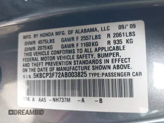 2010 Honda Accord EX z VIN 5KBCP3F72AB003825, wystawiony jako IAAI lot #40726431 z przebiegiem 172 626 mil mil oraz . Historia ofert i sprzedaży dostępna na DreamBid. Obrazek 9.
