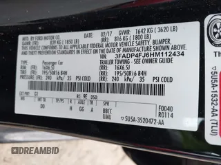 2017 Ford Fiesta Titanium with VIN 3FADP4FJ6HM112434, listed as a IAAI auction lot 41803424 with Not Provided miles and . Bid and sale history available at DreamBid. Image 9.