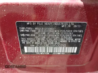 2014 Subaru Forester XT Touring with VIN JF2SJGMC1EH500150, listed as a IAAI auction lot 42201409 with 106,728 mi miles and . Bid and sale history available at DreamBid. Image 9.