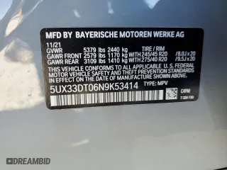 2022 BMW X4 xDrive30i with VIN 5UX33DT06N9K53414, listed as a Copart auction lot 49533095 with 0 mi miles and Salvage Title. Bid and sale history available at carsss.com. Image 15.