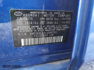2020 Genesis G70 2.0T with VIN KMTG64LAXLU048760, listed as a IAAI auction lot 41553678 with 63,043 mi miles. Bid and sale history available at carsss.com. Image 9.