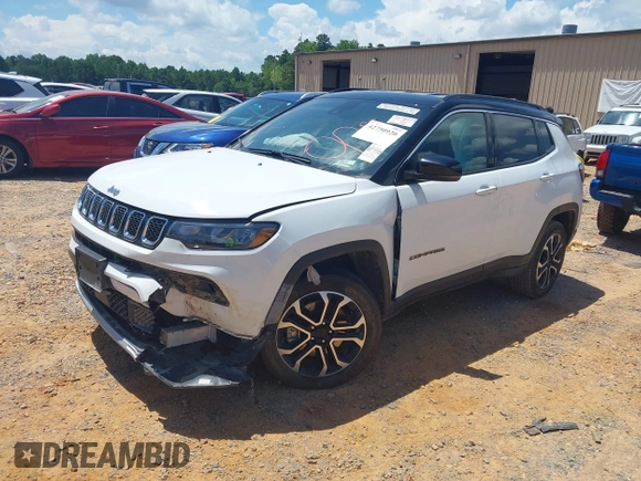 2023 Jeep Compass Limited z VIN 3C4NJDCN8PT569144, wystawiony jako IAAI lot #42750920 z przebiegiem 52 434 mil mil oraz . Historia ofert i sprzedaży dostępna na DreamBid. Obrazek 2.