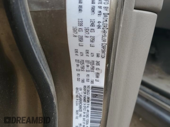 2004 Jeep Grand Cherokee Laredo with VIN 1J4GW48N94C408435, listed as a Copart auction lot 83909444 with Not provided miles and Clean title. Bid and sale history available at DreamBid. Image 13.