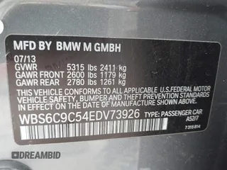 2014 BMW M6 with VIN WBS6C9C54EDV73926, listed as a IAAI auction lot 42421586 with 82,216 mi miles and . Bid and sale history available at DreamBid. Image 9.
