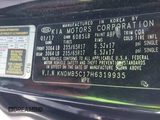 2017 Kia Sedona LX with VIN KNDMB5C17H6319935, listed as a IAAI auction lot 42025352 with 74,561 mi miles. Bid and sale history available at carsss.com. Image 9.