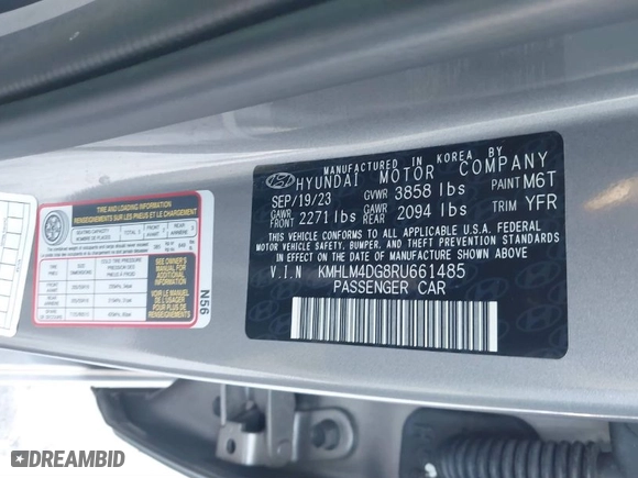 2024 Hyundai Elantra Essential with VIN KMHLM4DG8RU661485, listed as a IAAI auction lot 41355932 with 21,362 mi miles. Bid and sale history available at carsss.com. Image 9.