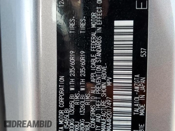 2024 Lexus RX 350 with VIN JTJCHMAA4R2017497, listed as a Copart auction lot 61495545 with 17,711 mi miles and Salvage title. Bid and sale history available at DreamBid. Image 13.
