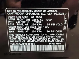 2023 Volkswagen Atlas SE z VIN 1V2LC2CA3PC219255, wystawiony jako Copart lot #59729025 z przebiegiem 23 902 mil mil oraz Szkoda całkowita • Salvage title. Historia ofert i sprzedaży dostępna na DreamBid. Obrazek 14.