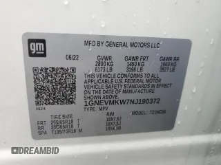 2022 Chevrolet Traverse LT Cloth with VIN 1GNEVMKW7NJ190372, listed as a Copart auction lot 44315595 with 19,791 mi miles and Salvage Title. Bid and sale history available at carsss.com. Image 15.