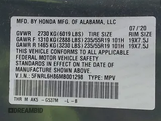 2021 Honda Odyssey Touring with VIN 5FNRL6H86MB001298, listed as a IAAI auction lot 41721738 with 85,680 mi miles. Bid and sale history available at carsss.com. Image 9.