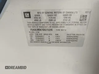 2013 GMC Terrain SLE with VIN 2GKALMEK7D6275296, listed as a IAAI auction lot 42029300 with 1 mi miles. Bid and sale history available at carsss.com. Image 9.