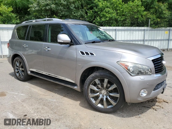 2014 Infiniti QX80 with VIN JN8AZ2NE1E9067594, listed as a Copart auction lot 60652435 with 109,062 mi miles and Salvage title. Bid and sale history available at DreamBid. Image 4.