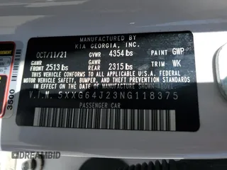 2022 Kia K5 GT-Line z VIN 5XXG64J23NG118375, wystawiony jako Copart lot #42503995 z przebiegiem 72 718 mil mil oraz Szkoda całkowita • Salvage title. Historia ofert i sprzedaży dostępna na DreamBid. Obrazek 13.