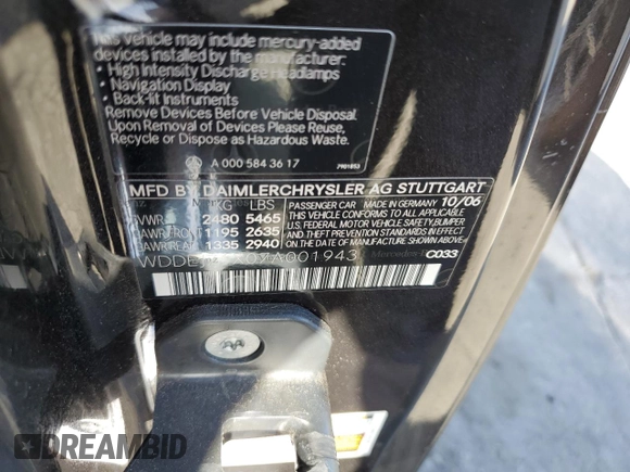 2007 Mercedes-Benz CL 550 с VIN WDDEJ71X07A001943, выставлен на аукционе Copart как лот 57839665 с пробегом 72 042 миль миль и Списание • Salvage title. История ставок и продаж доступна на DreamBid. Изображение 12.