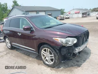 2013 Infiniti JX35 z VIN 5N1AL0MM3DC324231, wystawiony jako IAAI lot #42393565 z przebiegiem 42 300 mil mil oraz . Historia ofert i sprzedaży dostępna na DreamBid. Obrazek 1.