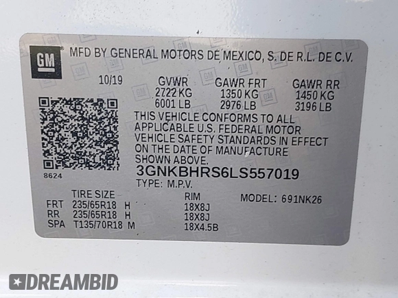 2020 Chevrolet Blazer LT с VIN 3GNKBHRS6LS557019, выставлен на аукционе IAAI как лот 42085239 с пробегом 37 468 миль миль и . История ставок и продаж доступна на DreamBid. Изображение 9.