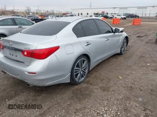 2014 Infiniti Q50 Hybrid Sport with VIN JN1AV7AR3EM703431, listed as a IAAI auction lot 41710414 with 213,611 mi miles. Bid and sale history available at carsss.com. Image 4.