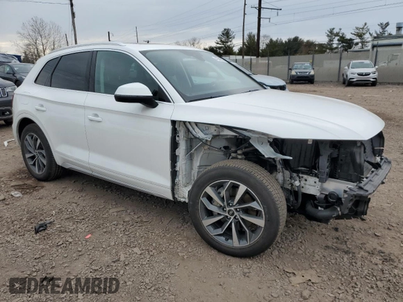 2021 Audi Q5 Premium with VIN WA1AAAFY0M2002856, listed as a Copart auction lot 45542955 with 40,558 mi miles and Salvage Title. Bid and sale history available at carsss.com. Image 4.