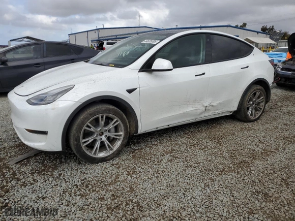 2023 Tesla Model Y Long Range with VIN 7SAYGDEE8PA069783, listed as a Copart auction lot 44635395 with 34,823 mi miles and Salvage Title. Bid and sale history available at carsss.com. Image 1.