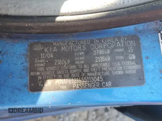 2005 Kia Spectra LX z VIN KNAFE121655113045, wystawiony jako Copart lot #61199595 z przebiegiem 156 310 mil mil oraz Szkoda całkowita • Salvage title. Historia ofert i sprzedaży dostępna na DreamBid. Obrazek 12.