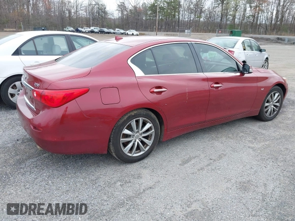 2014 Infiniti Q50 Premium with VIN JN1BV7AR7EM699016, listed as a IAAI auction lot 41858326 with 222,127 mi miles. Bid and sale history available at carsss.com. Image 4.