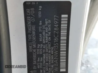2008 BMW 5 Series 535i z VIN WBANW13518CZ84977, wystawiony jako Copart lot #75095514 z przebiegiem Nie podano mil oraz Nie do naprawy • Non repairable. Historia ofert i sprzedaży dostępna na DreamBid. Obrazek 13.