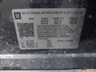2019 Chevrolet Equinox LT with VIN 3GNAXUEVXKL162954, listed as a IAAI auction lot 41711665 with 94,397 mi miles. Bid and sale history available at carsss.com. Image 9.